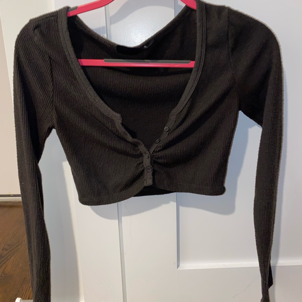 Cropped button up long sleeve